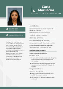 Currículo Designer de Interiores Corporativo Verde